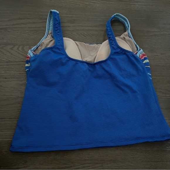 Gabar Swimwear Blue Striped Bathing Suit Top Size 16 - Picture 4 of 8